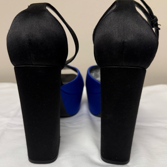 Saint Laurent Blue Satin Jodie Peep Toe Platform, EUC, Size 38 (8.) - Picture 7 of 16